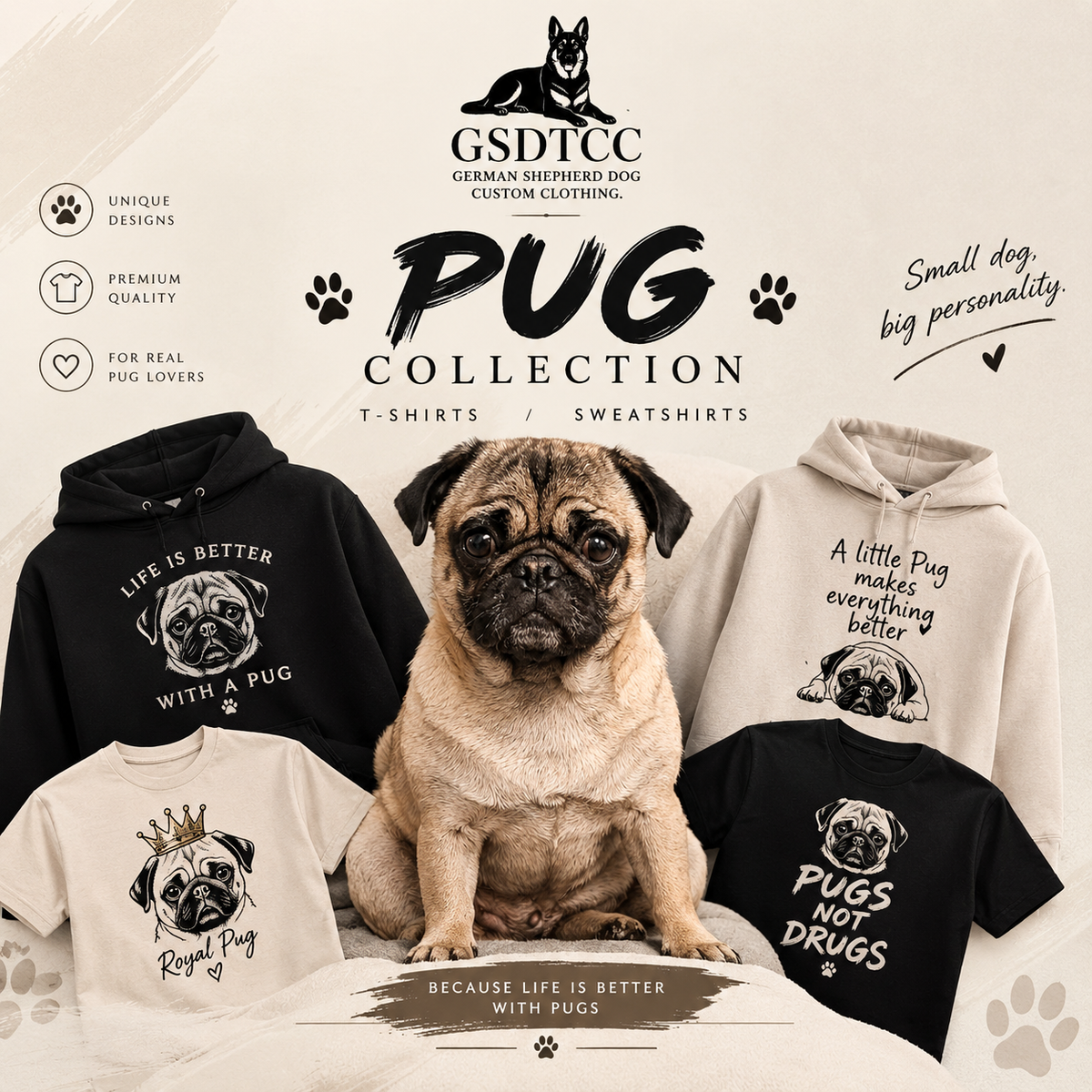 🐾 Pug Collection – Small Dog, Big Personality